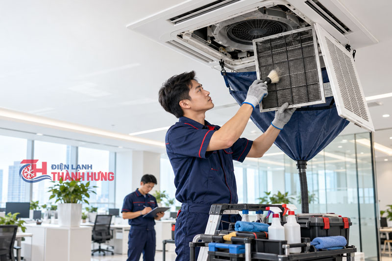 Hướng dẫn các bước vệ sinh, bảo dưỡng điều hòa âm trần chi tiết nhất
